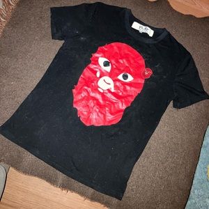 PLAY COMME des GARCONS T-shirt Logo M Cotton Black Solid Color